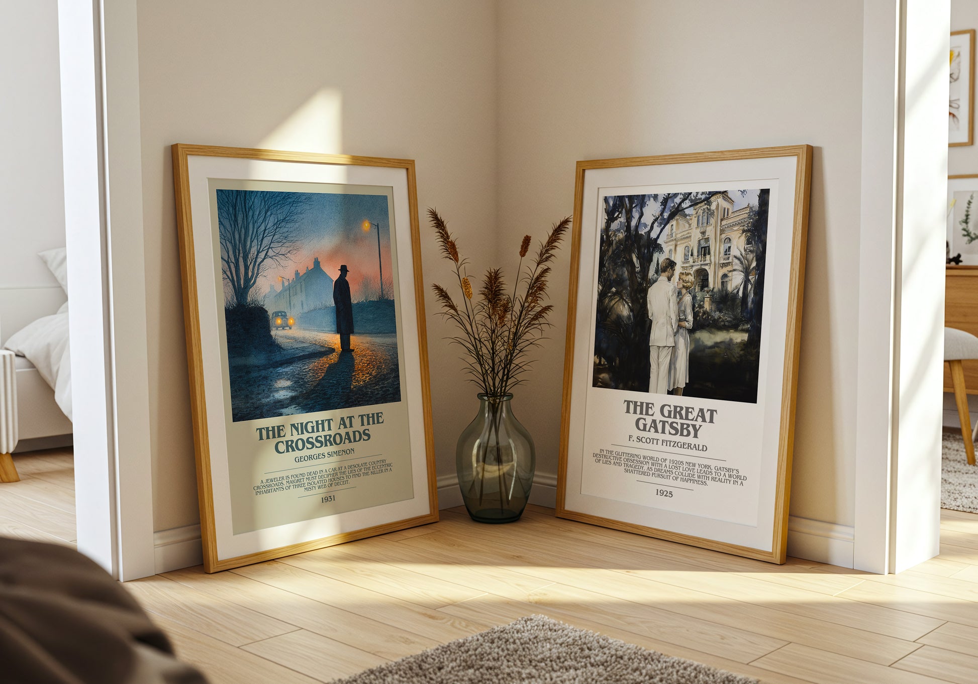 The Night At The Crossroads bookish book poster framed on wall – crime wall art