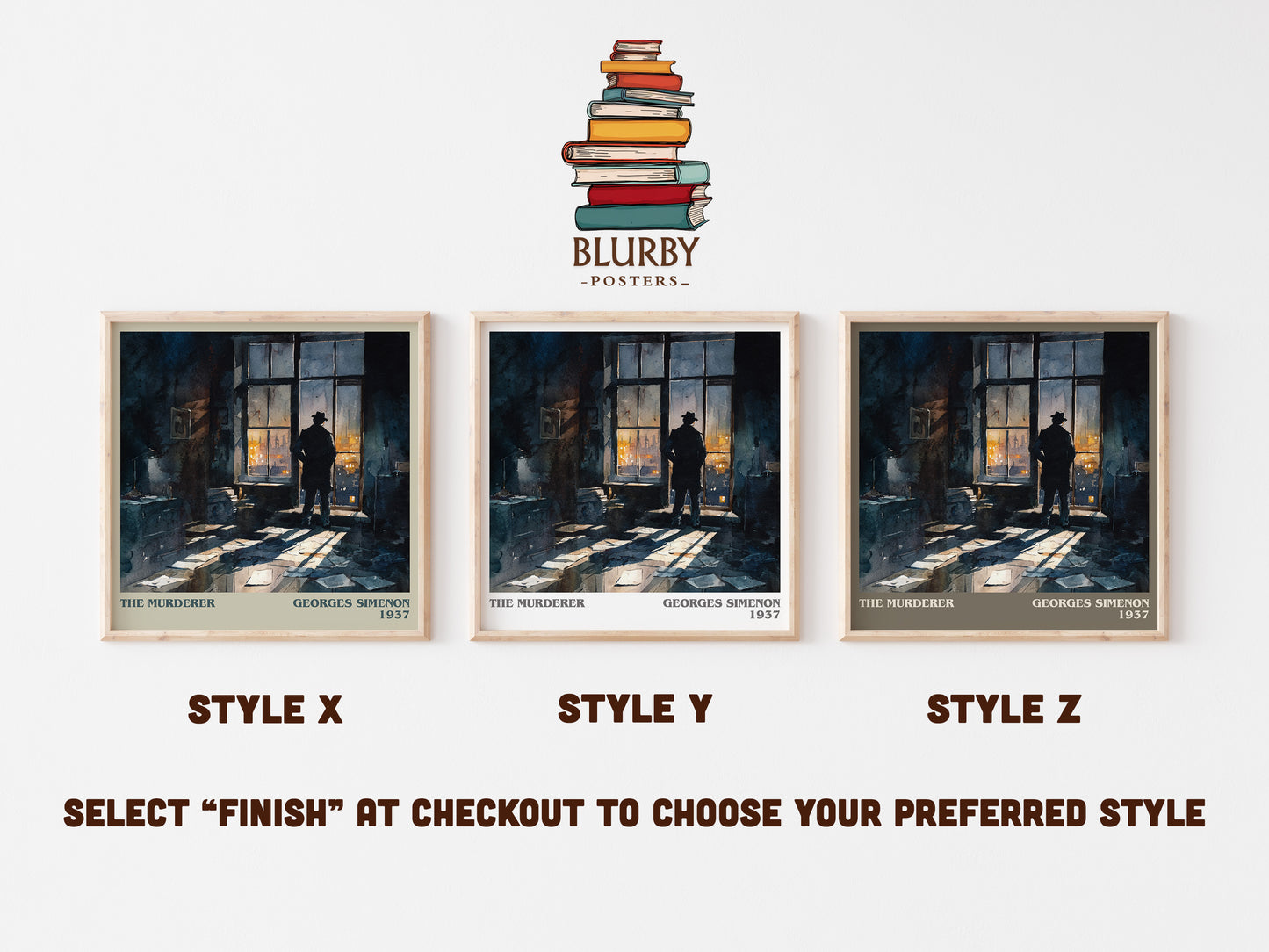 The Murderer literary art print colour and style options – Georges Simenon book art