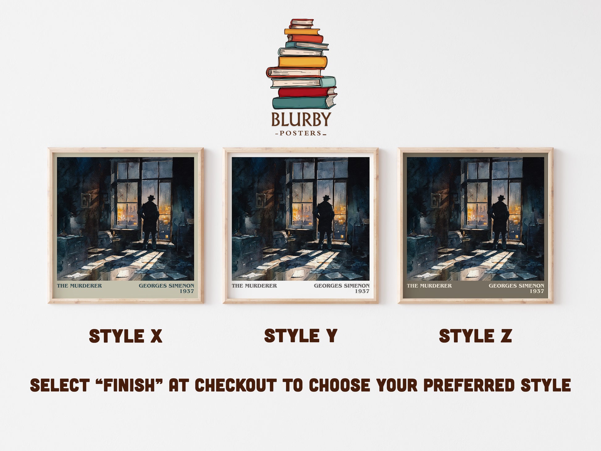 The Murderer literary art print colour and style options – Georges Simenon book art