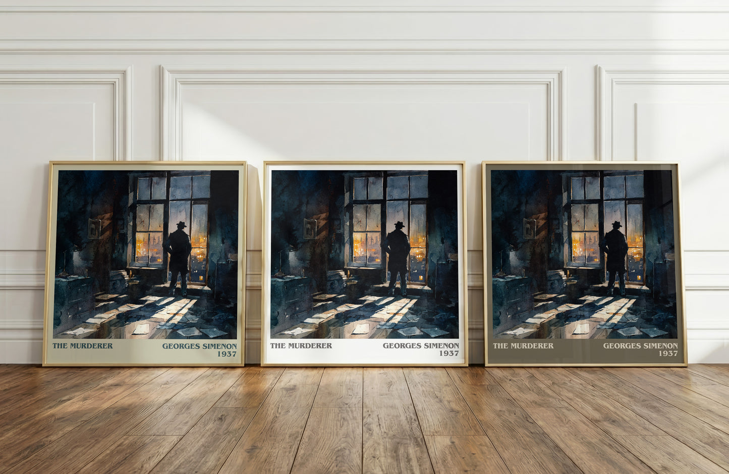 The Murderer literary print framed by window – literary home decor