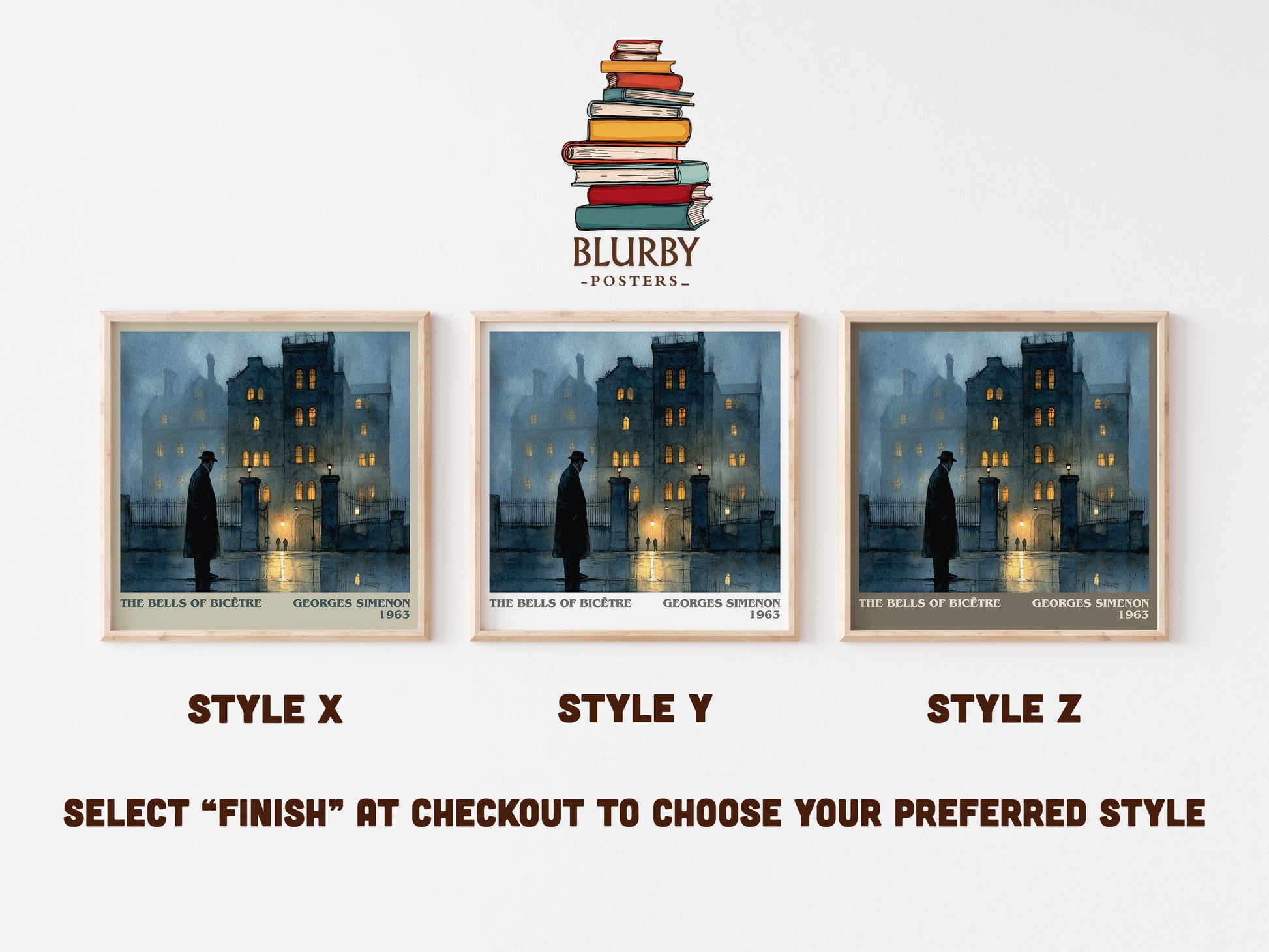 The Bells of Bicêtre literary art print colour and style options – Georges Simenon book art