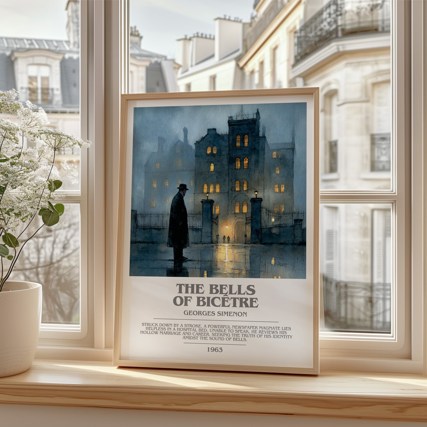 The Bells of Bicêtre bookish poster colour and style options – Georges Simenon book art