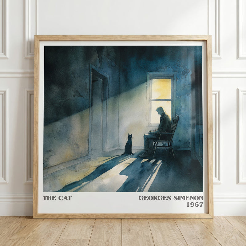 The Cat literary print in frame leaning in hallway – literary fiction wall art