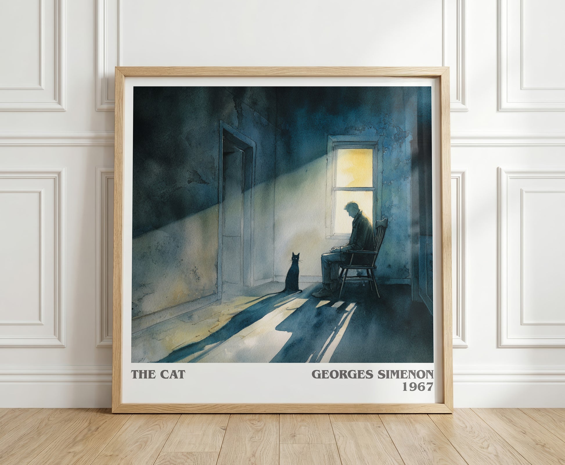 The Cat literary print in frame leaning in hallway – literary fiction wall art