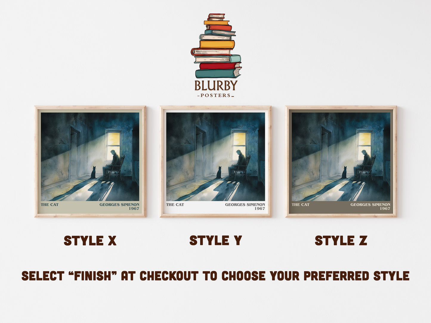 The Cat literary art print colour and style options – Georges Simenon book art