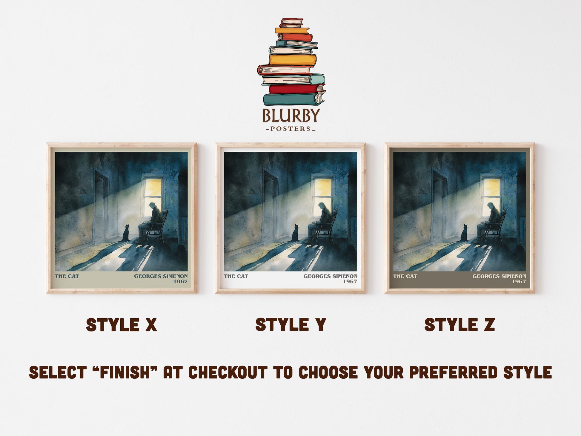 The Cat literary art print colour and style options – Georges Simenon book art