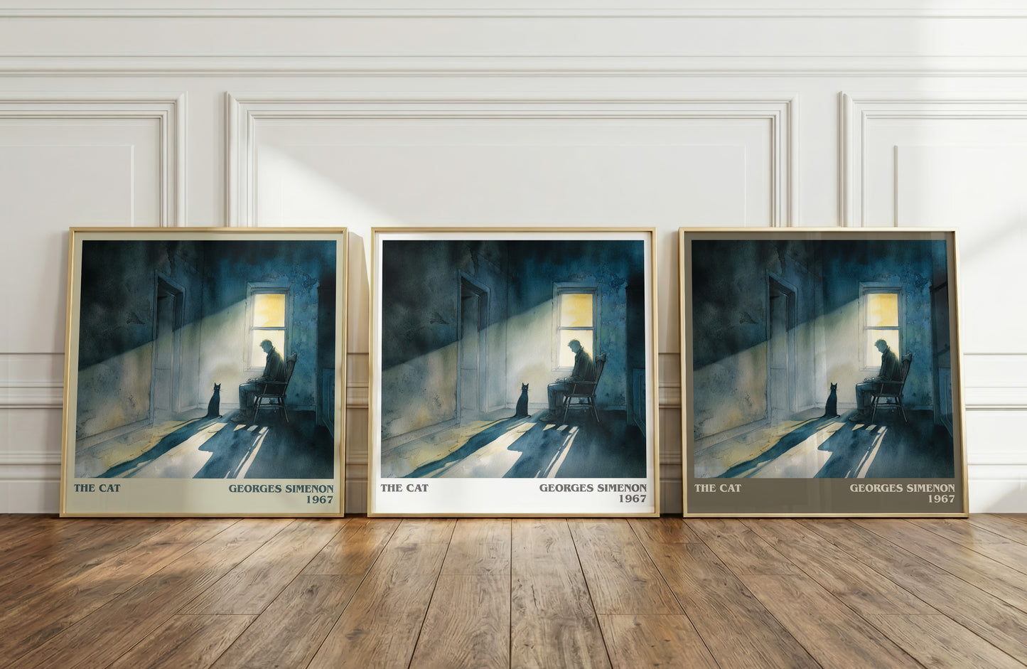 The Cat literary print framed by window – literary home decor