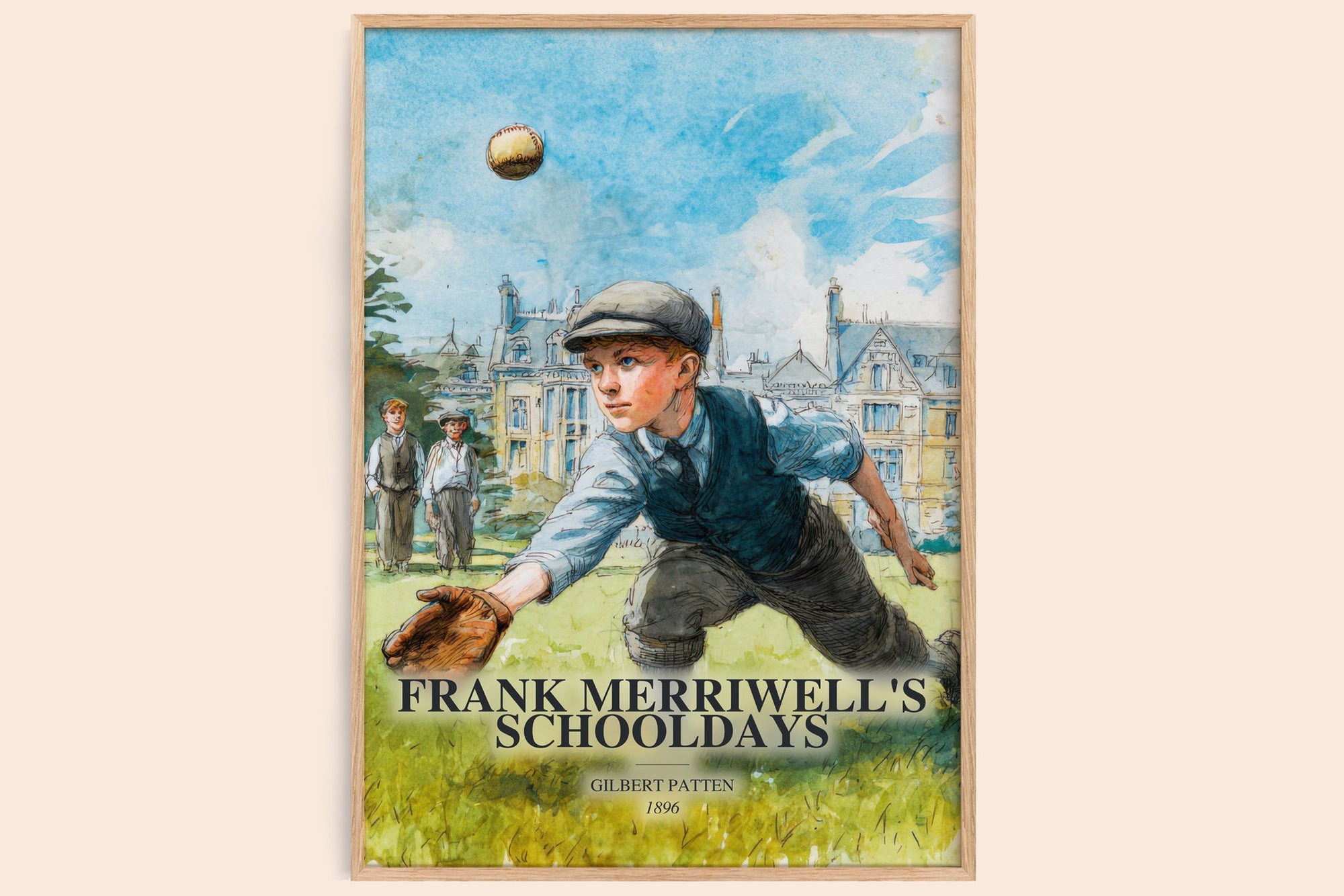 Frank Merriwell'S Schooldays watercolour book poster by Gilbert Patten – framed literary art print