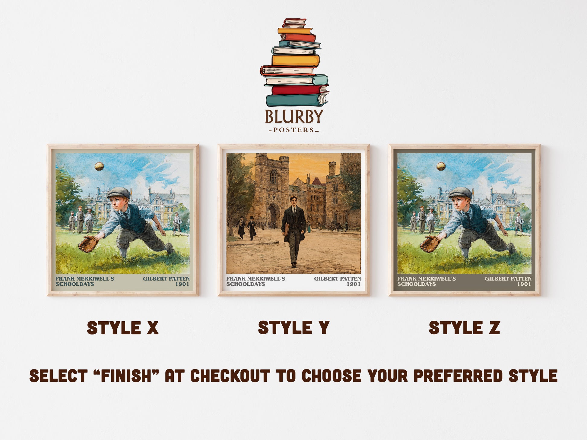 Frank Merriwell's Schooldays literary art print colour and style options – Gilbert Patten book art