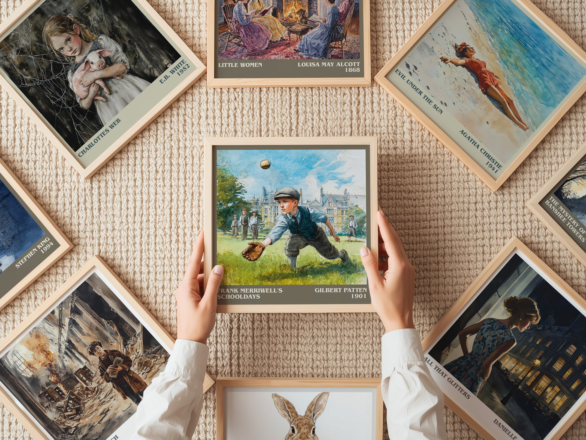 Frank Merriwell's Schooldays literary print on bookshelf – Gilbert Patten fan gift