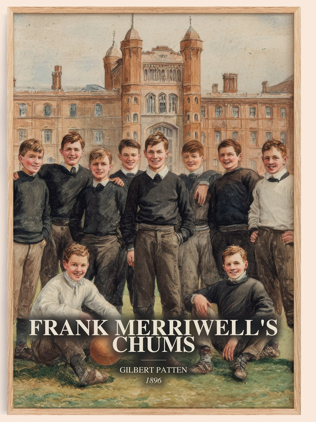 Frank Merriwell'S Chums watercolour book poster by Gilbert Patten – framed literary art print