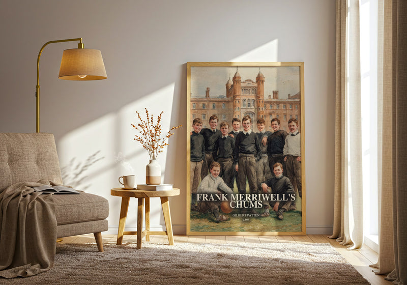 Frank Merriwell'S Chums watercolour print in frame leaning in hallway – childrens wall art