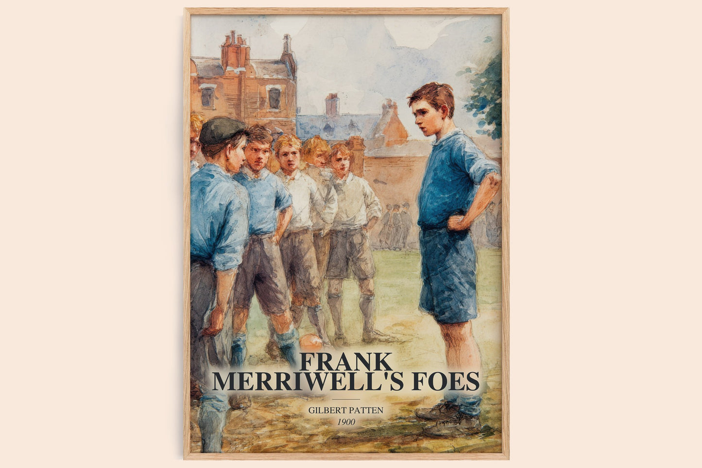 Frank Merriwell'S Foes watercolour book poster by Gilbert Patten – framed literary art print