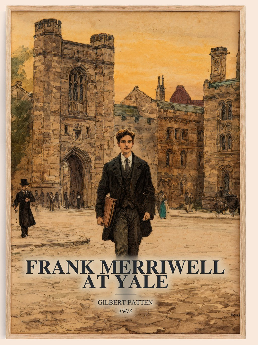 Frank Merriwell At Yale watercolour book poster by Gilbert Patten – framed literary art print