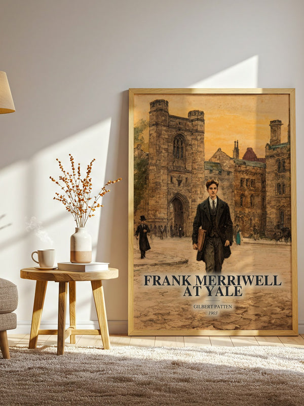 Frank Merriwell At Yale watercolour print in frame leaning in hallway – childrens wall art