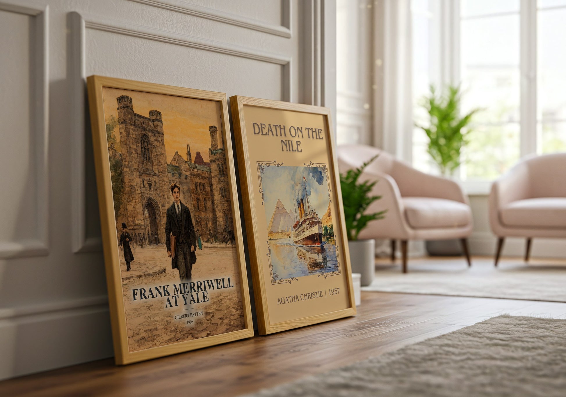 Frank Merriwell At Yale watercolour print framed by window – literary home decor