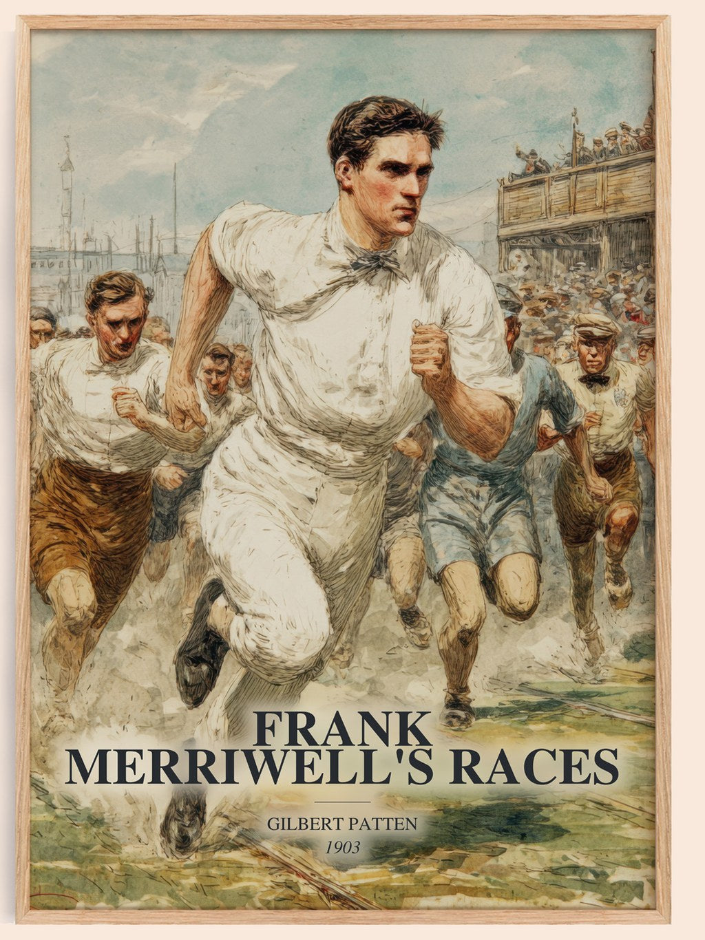 Frank Merriwell'S Races watercolour book poster by Gilbert Patten – framed literary art print