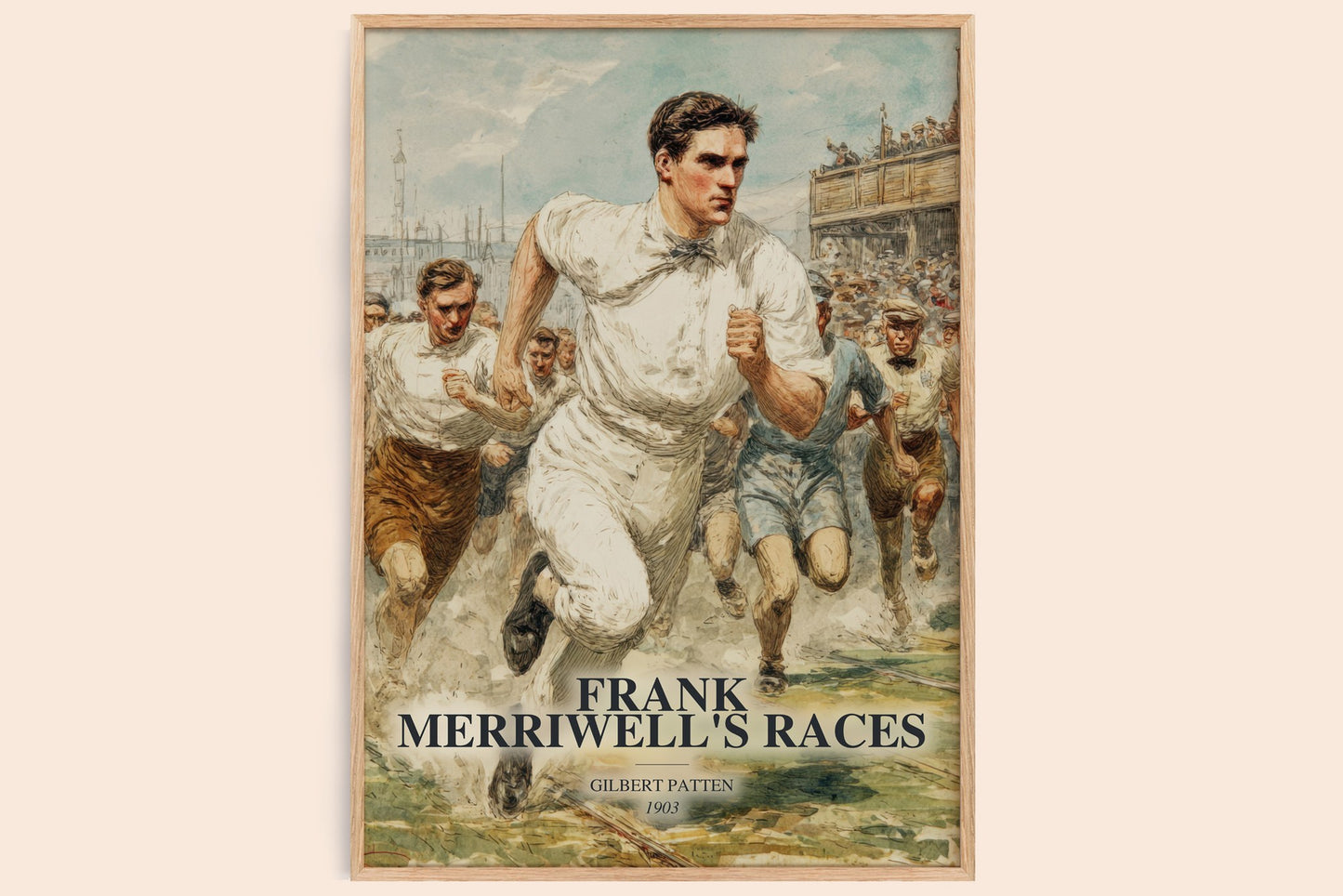 Frank Merriwell'S Races watercolour book poster by Gilbert Patten – framed literary art print