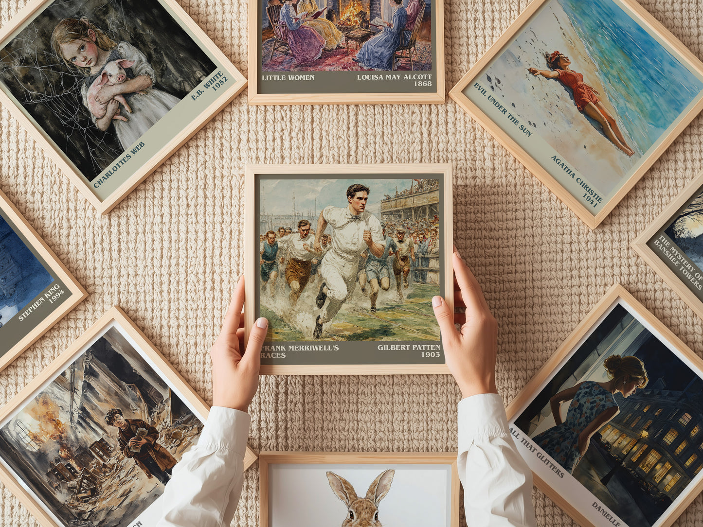 Frank Merriwell's Races literary print on bookshelf – Gilbert Patten fan gift