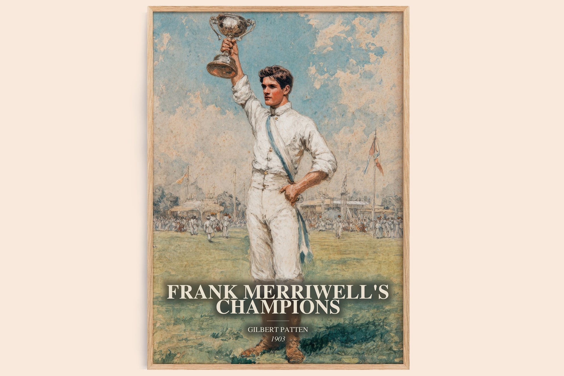 Frank Merriwell'S Champions watercolour book poster by Gilbert Patten – framed literary art print