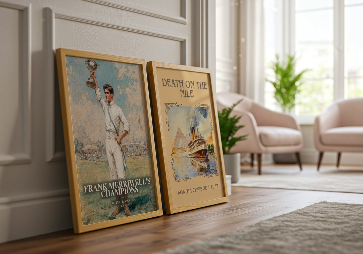 Frank Merriwell'S Champions watercolour print framed by window – literary home decor