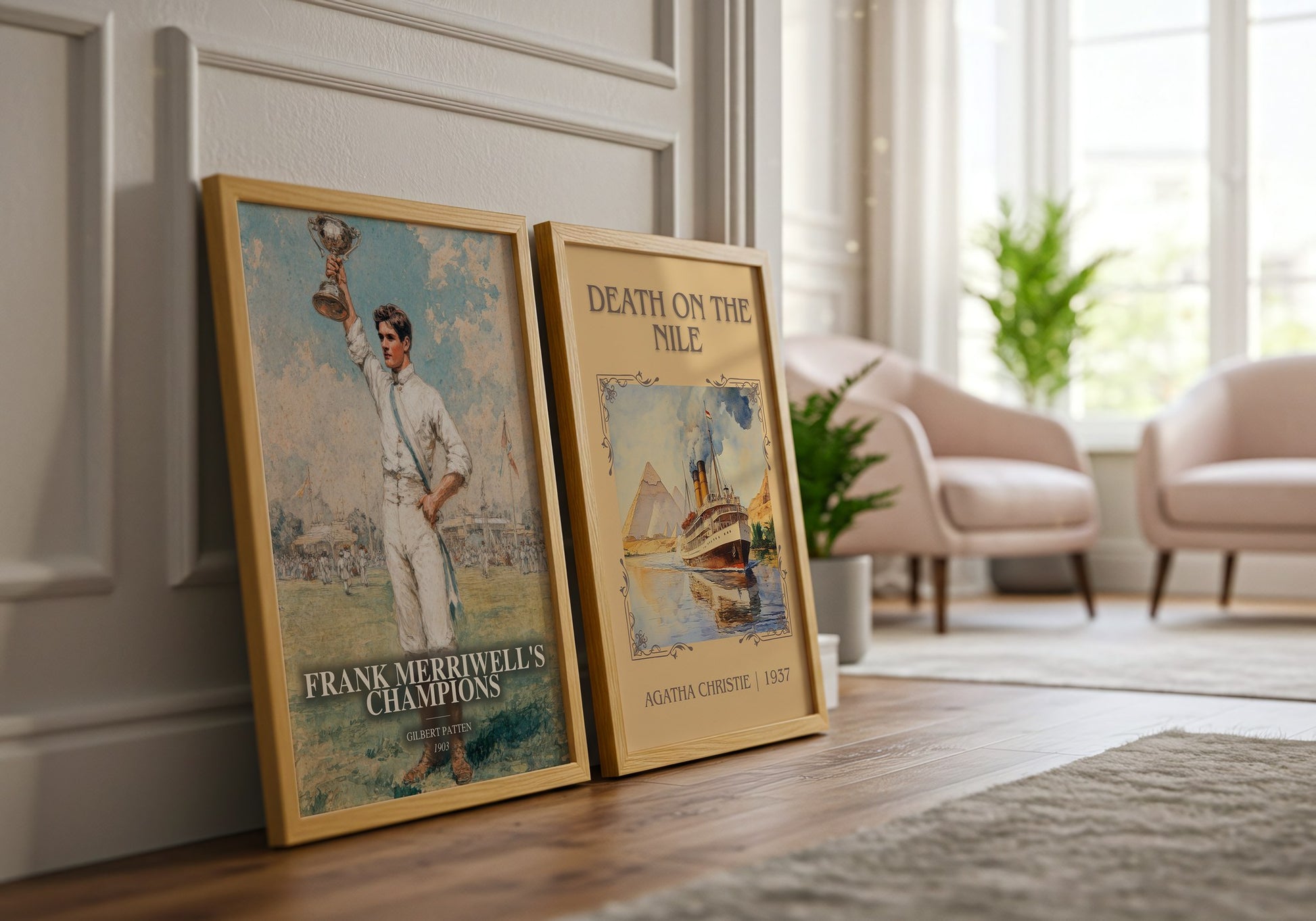 Frank Merriwell'S Champions watercolour print framed by window – literary home decor