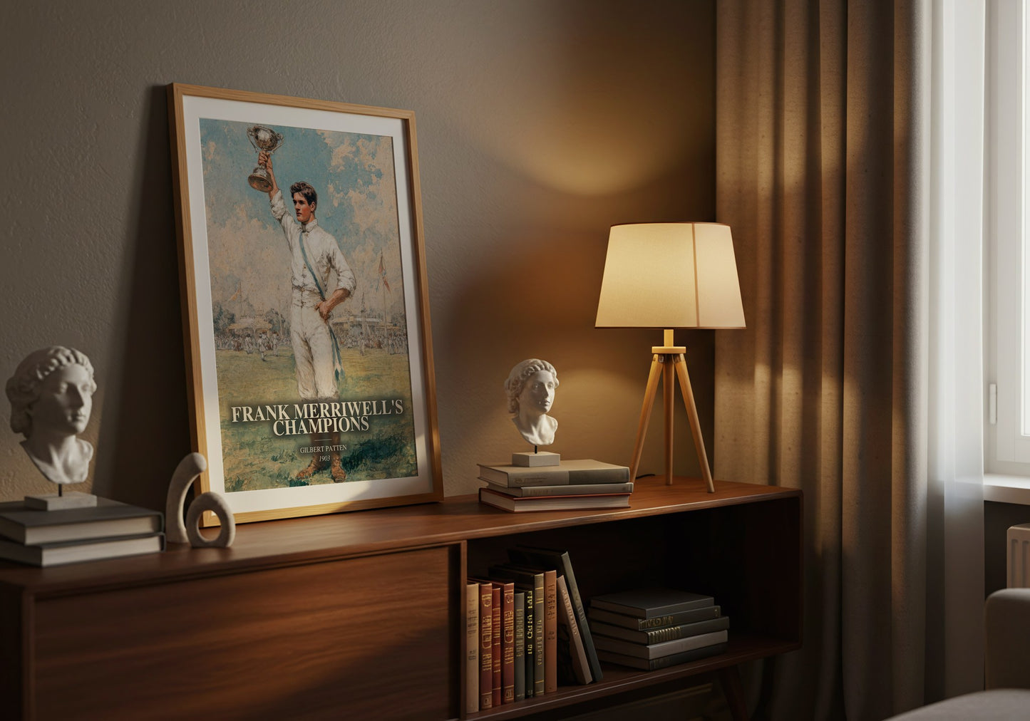 Frank Merriwell'S Champions watercolour print on bookshelf – Gilbert Patten fan gift