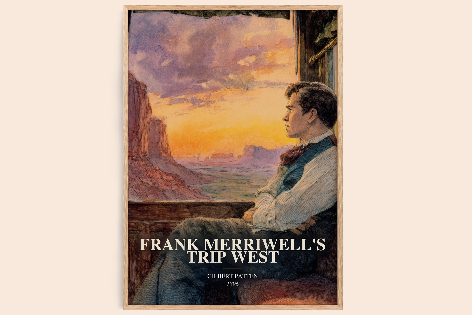 Frank Merriwell'S Trip West watercolour book poster by Gilbert Patten – framed literary art print