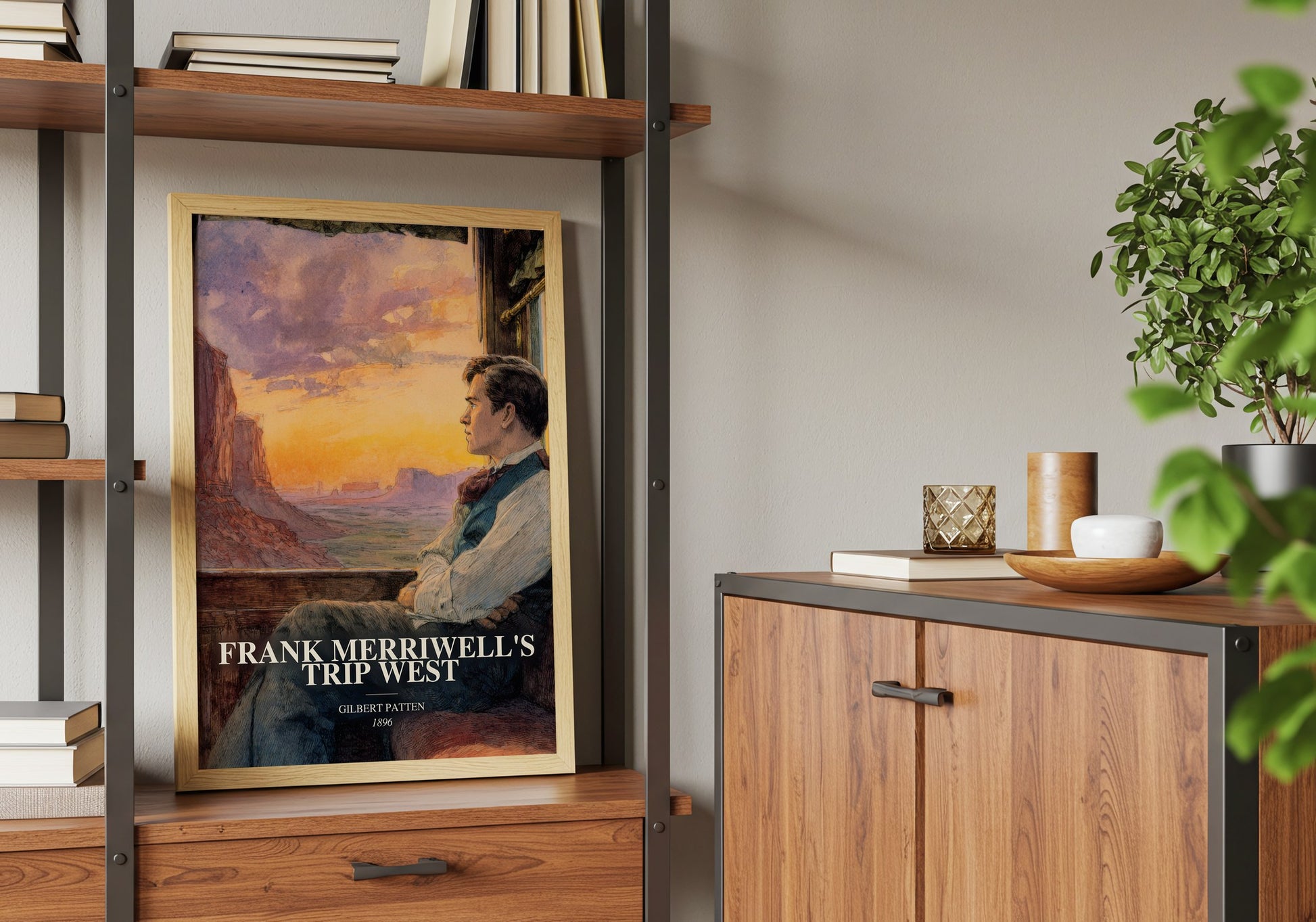 Frank Merriwell'S Trip West book watercolour illustration paper finish options – matte satin gloss