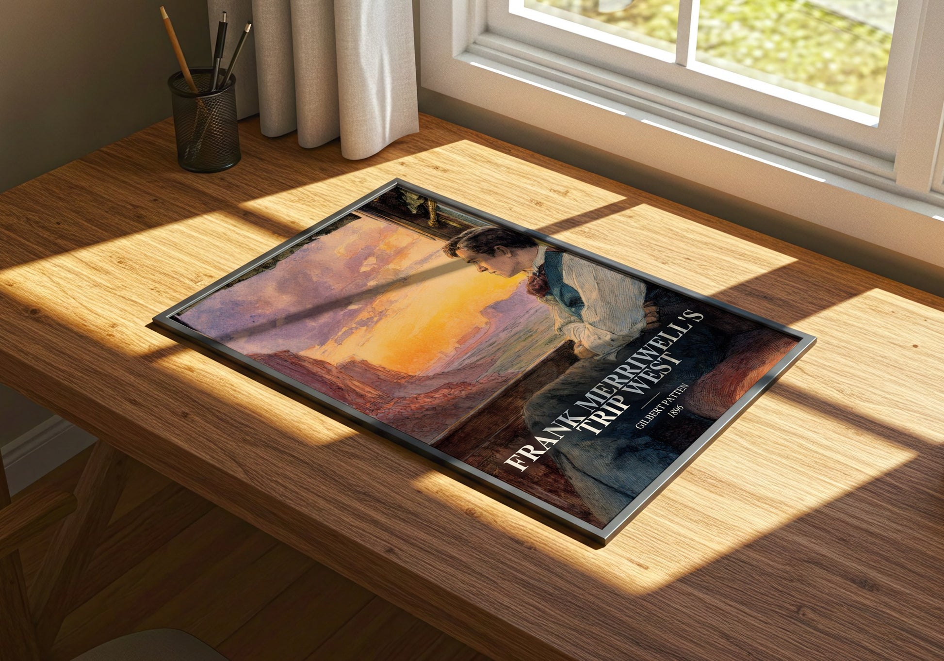 Frank Merriwell'S Trip West watercolour book poster framed on wall – adventure wall art