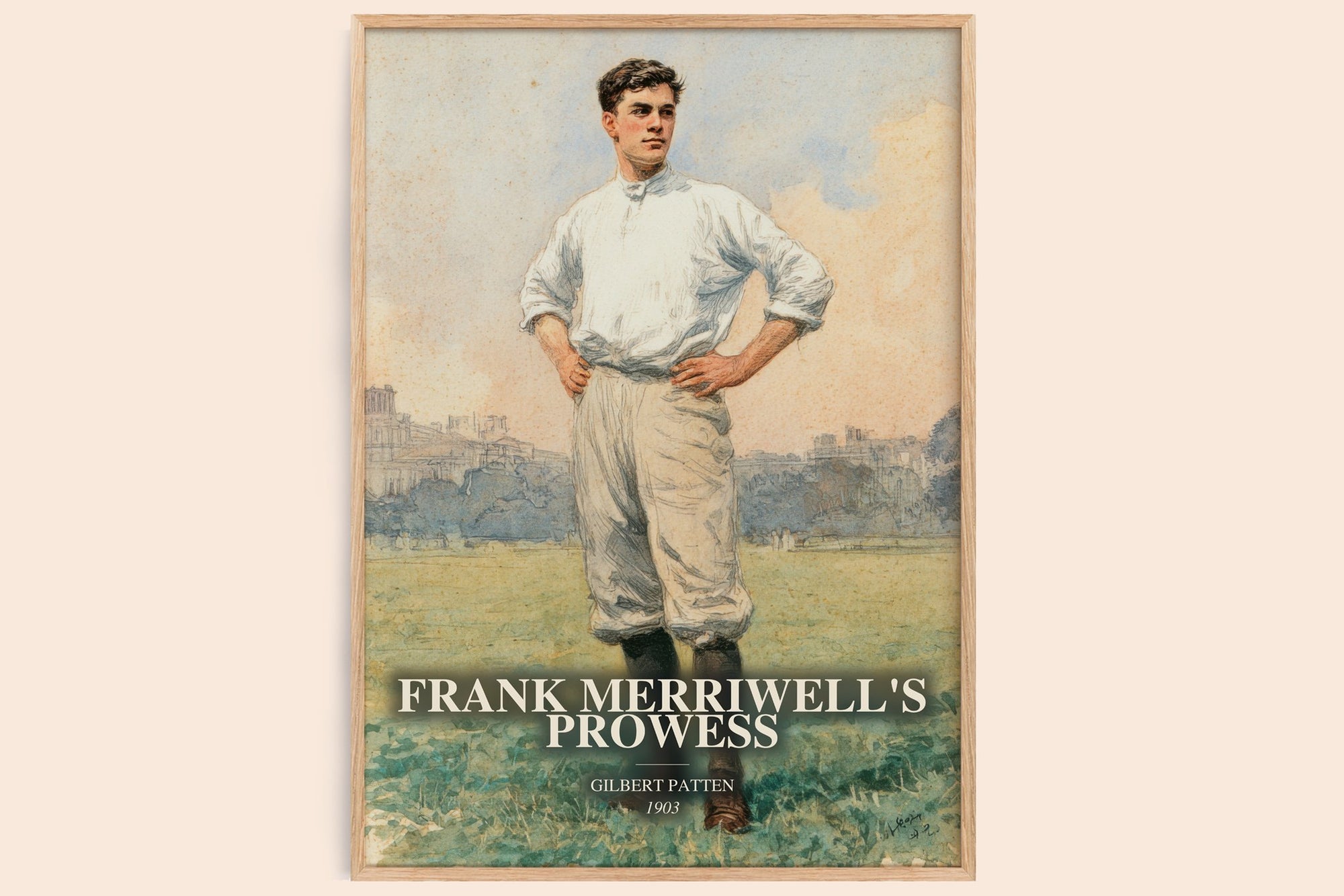 Frank Merriwell'S Prowess watercolour book poster by Gilbert Patten – framed literary art print