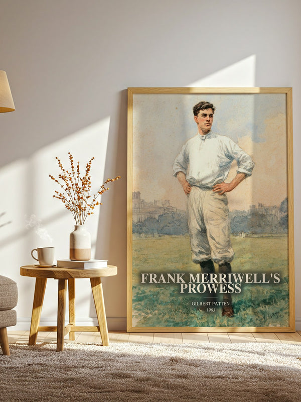 Frank Merriwell'S Prowess watercolour print in frame leaning in hallway – adventure wall art