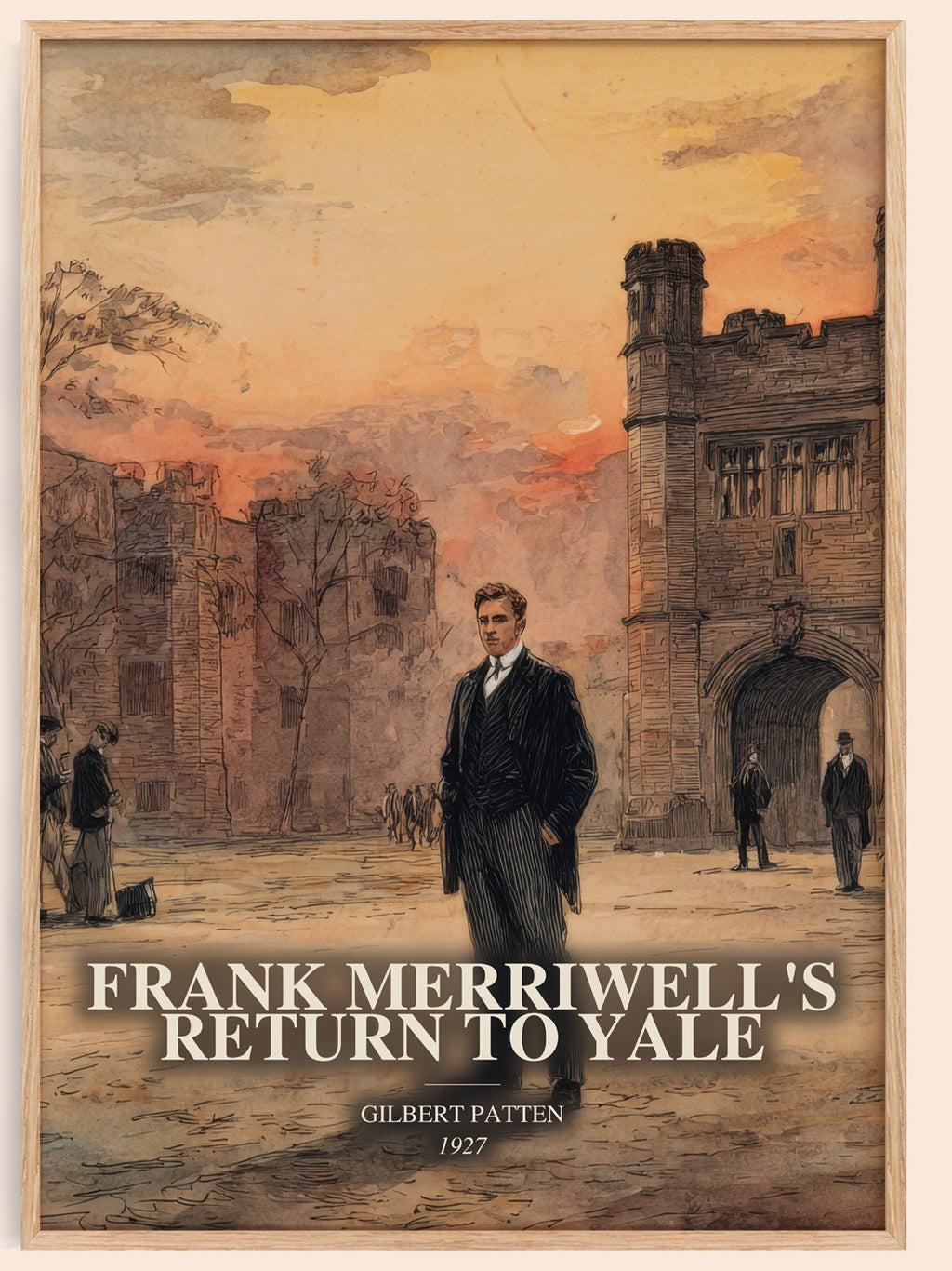 Frank Merriwell'S Return To Yale watercolour book poster by Gilbert Patten – framed literary art print