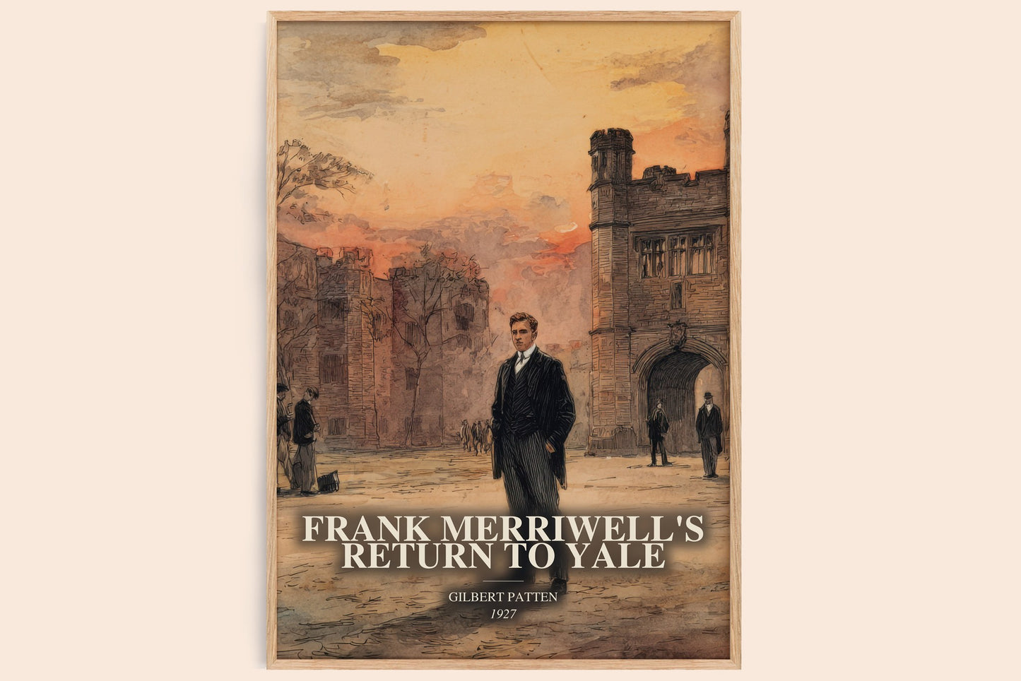 Frank Merriwell'S Return To Yale watercolour book poster by Gilbert Patten – framed literary art print