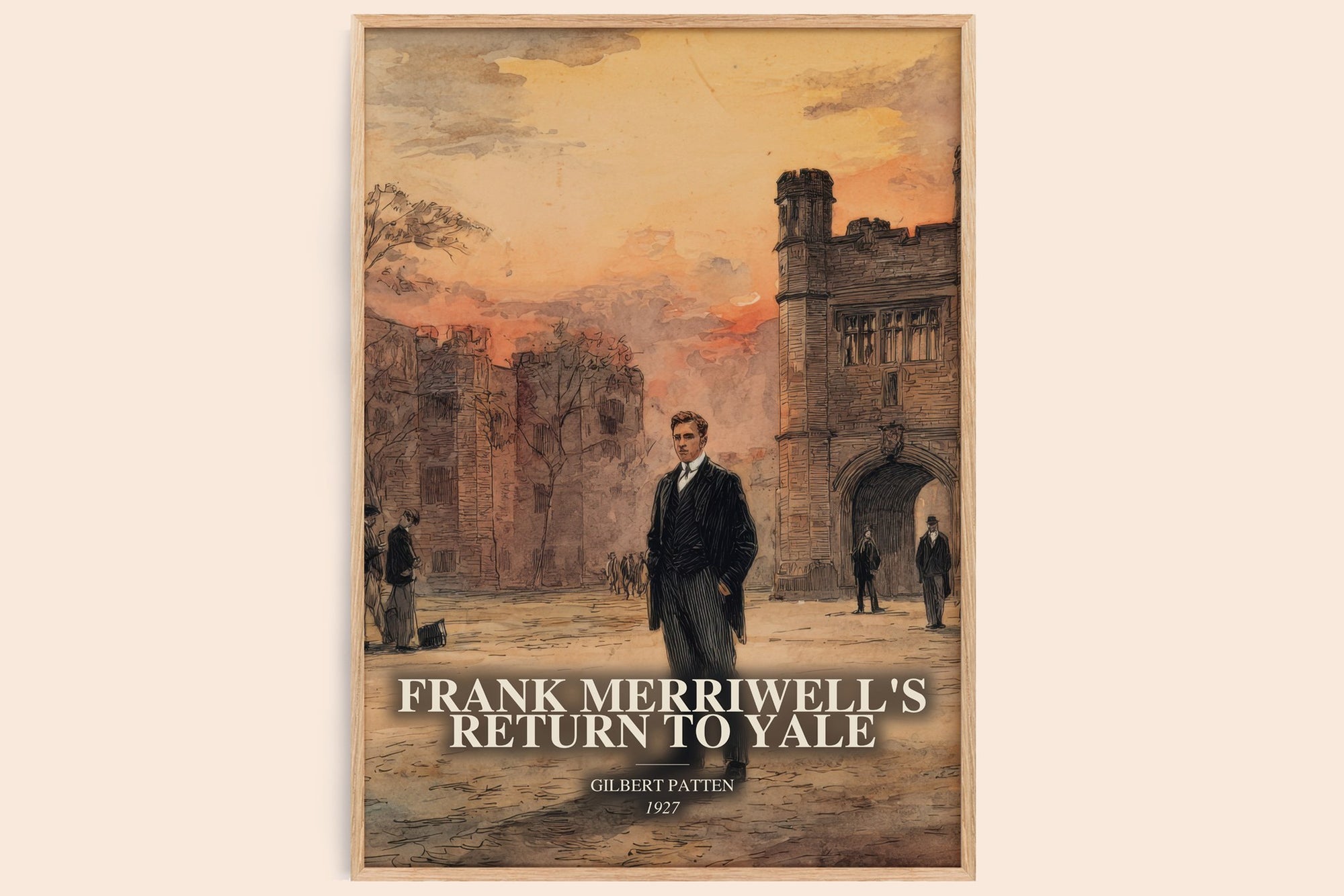 Frank Merriwell'S Return To Yale watercolour book poster by Gilbert Patten – framed literary art print