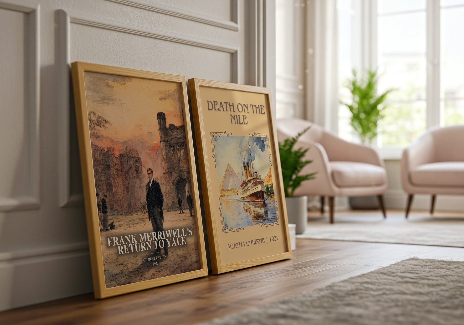 Frank Merriwell'S Return To Yale watercolour print framed by window – literary home decor