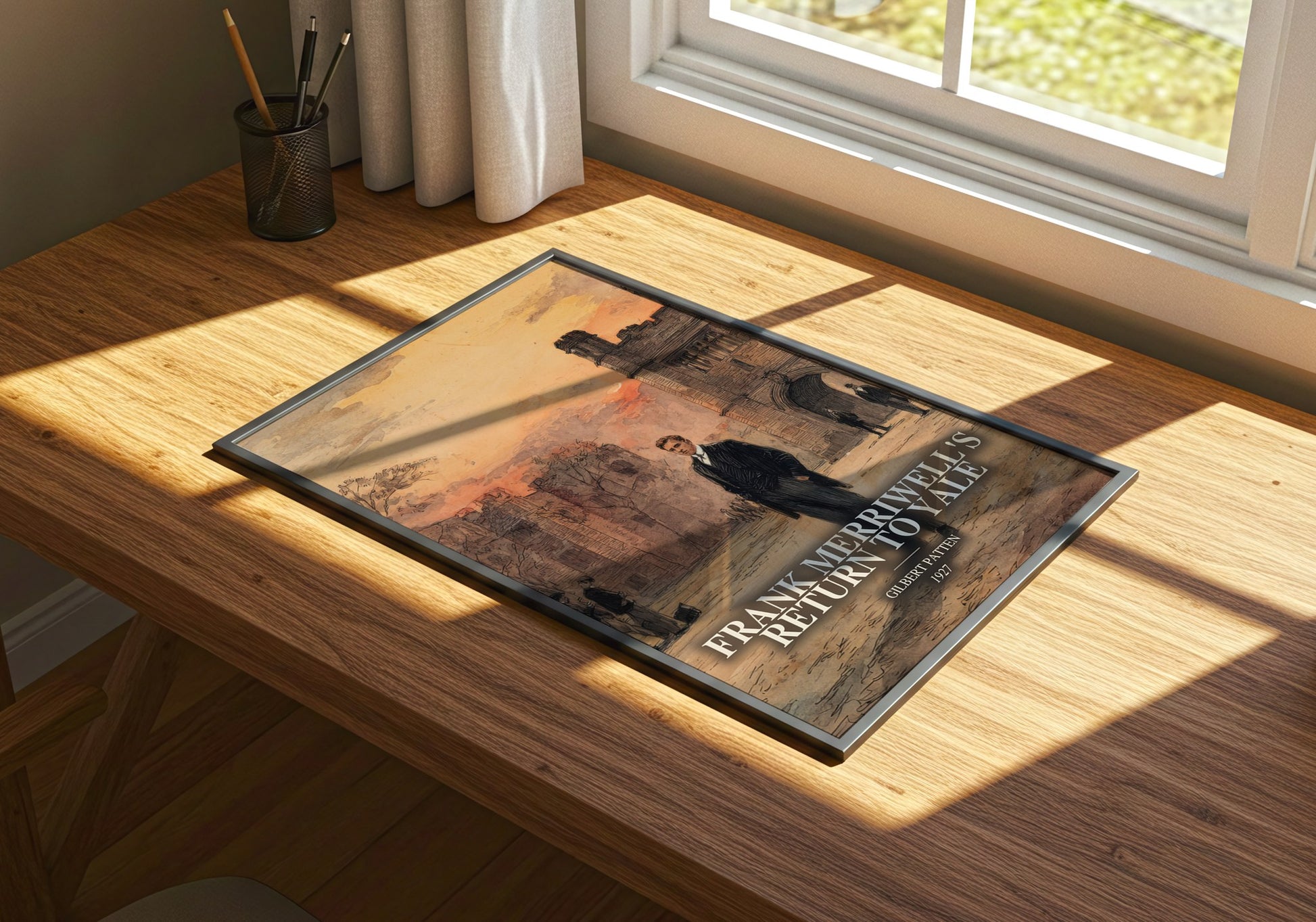 Frank Merriwell'S Return To Yale watercolour book poster framed on wall – adventure wall art