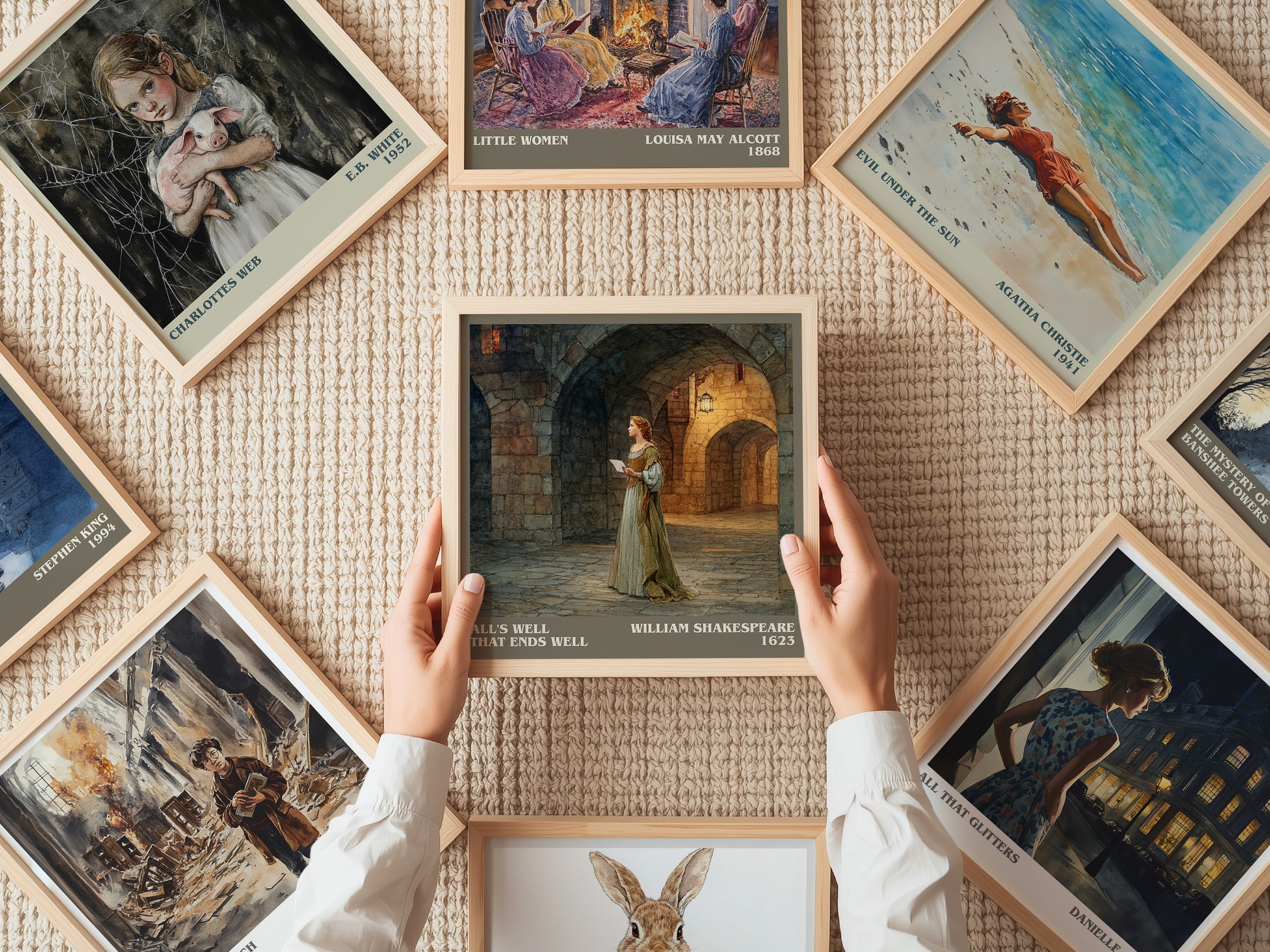 All's Well That Ends Well literary print on bookshelf – William Shakespeare fan gift