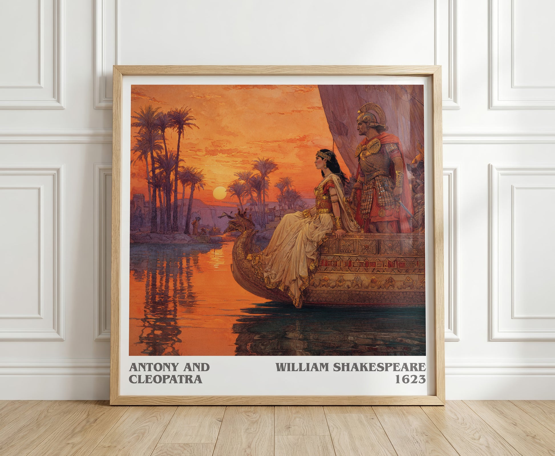 Antony and Cleopatra literary print in frame leaning in hallway – classic literature wall art
