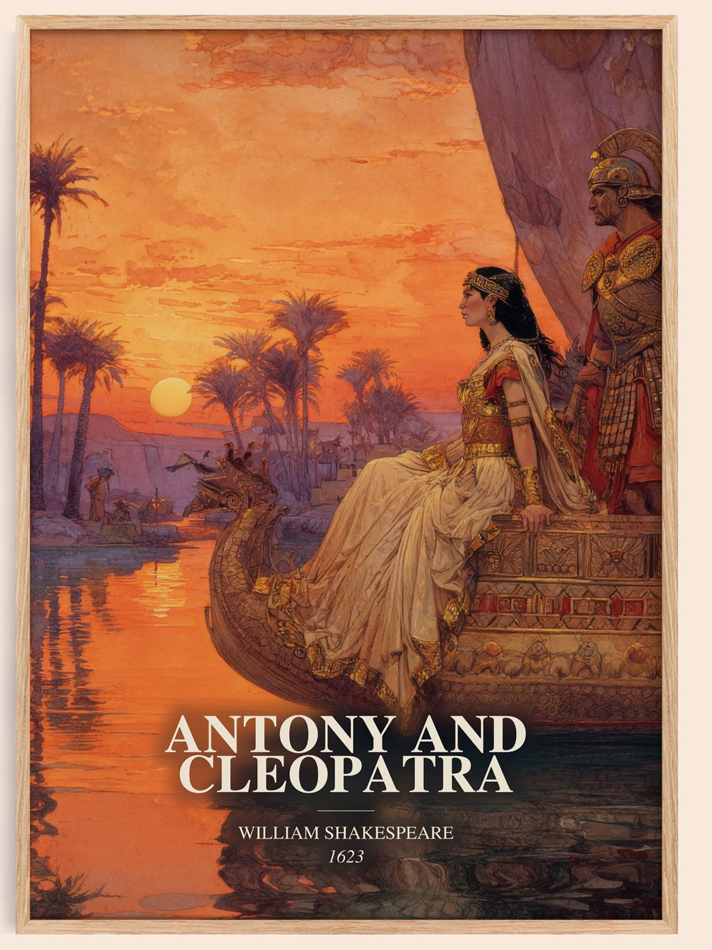 Antony And Cleopatra watercolour book poster by William Shakespeare – framed literary art print