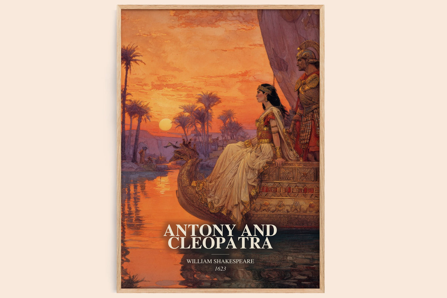 Antony And Cleopatra watercolour book poster by William Shakespeare – framed literary art print