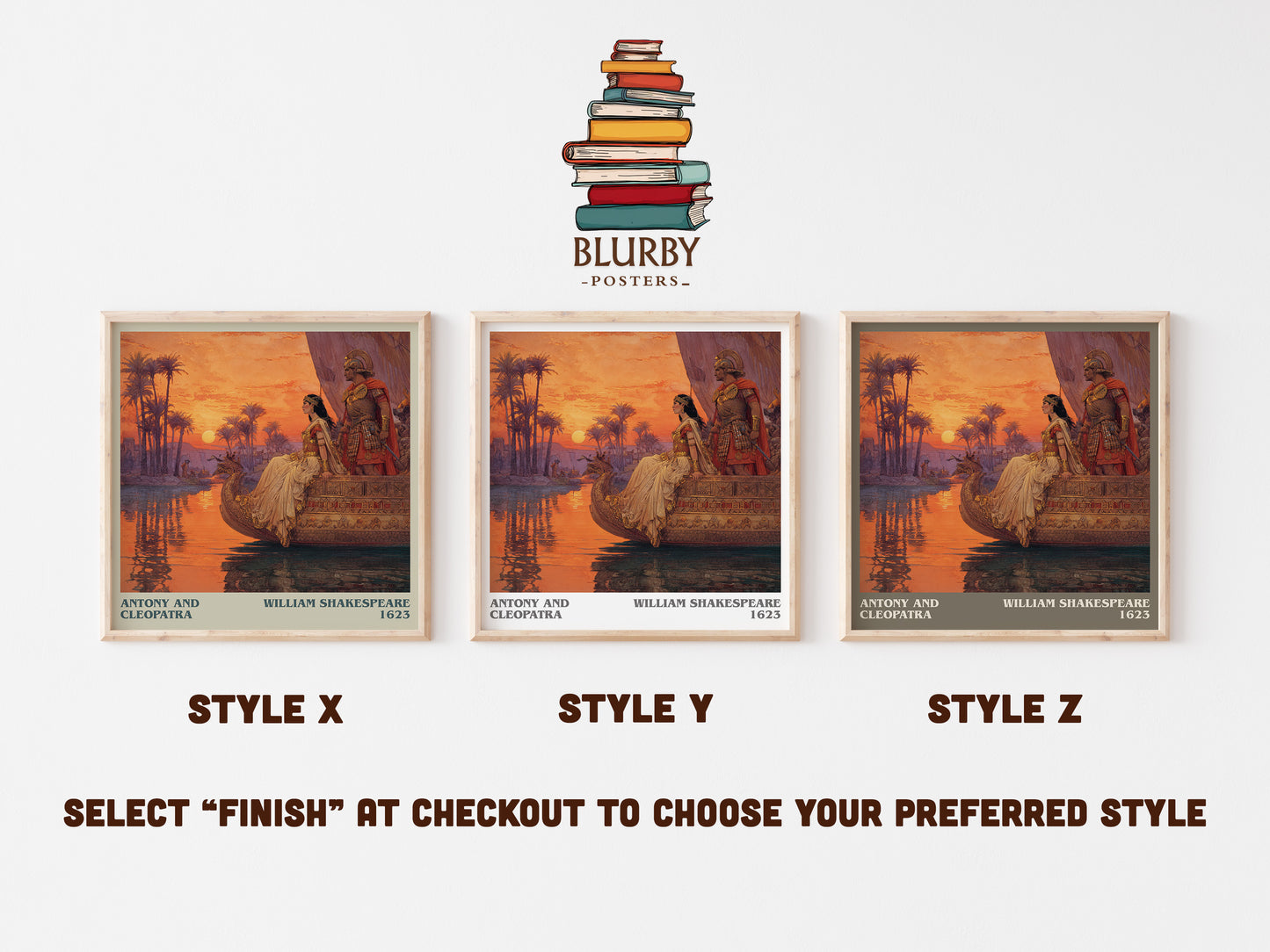 Antony and Cleopatra literary art print colour and style options – William Shakespeare book art