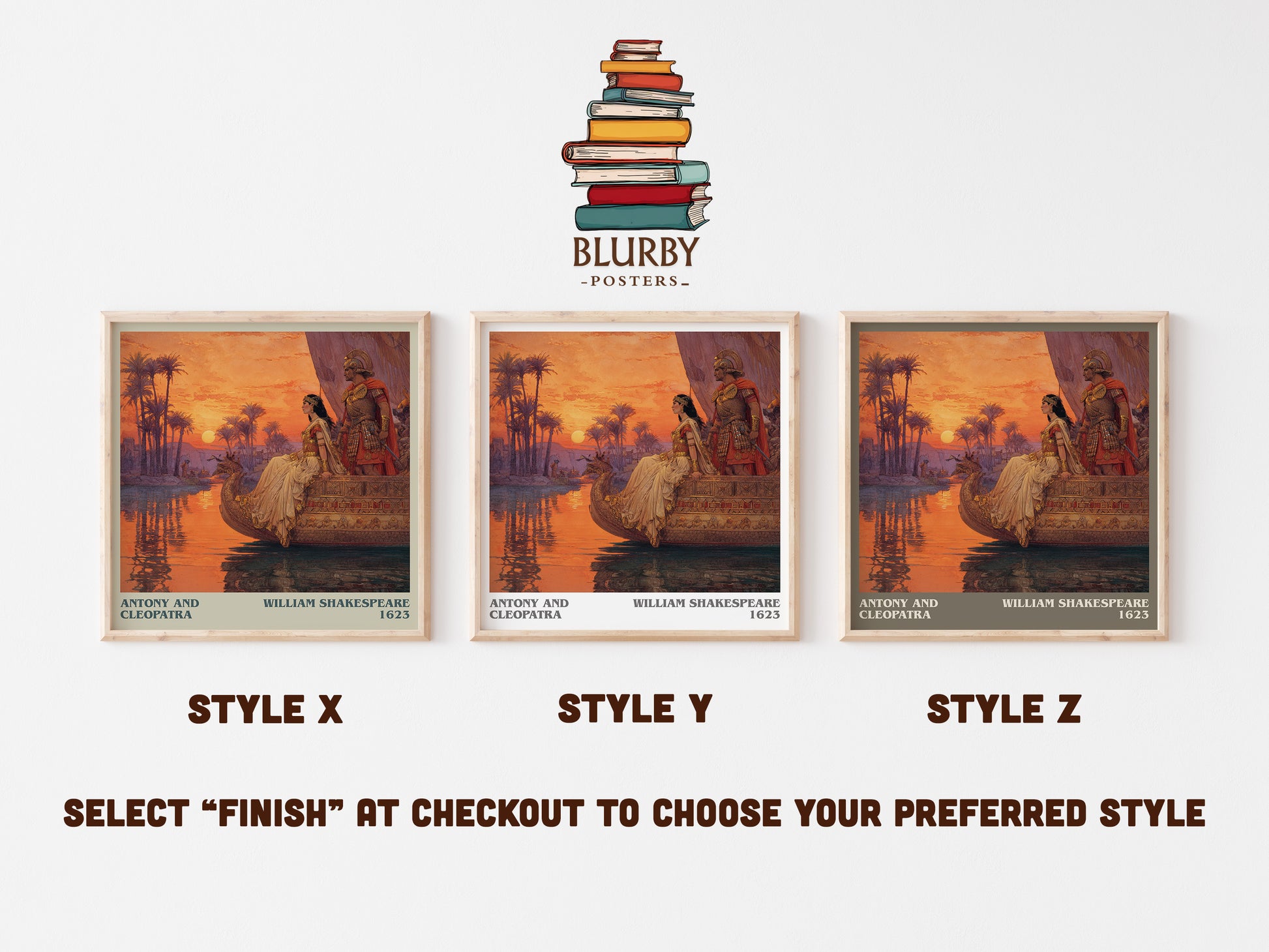 Antony and Cleopatra literary art print colour and style options – William Shakespeare book art