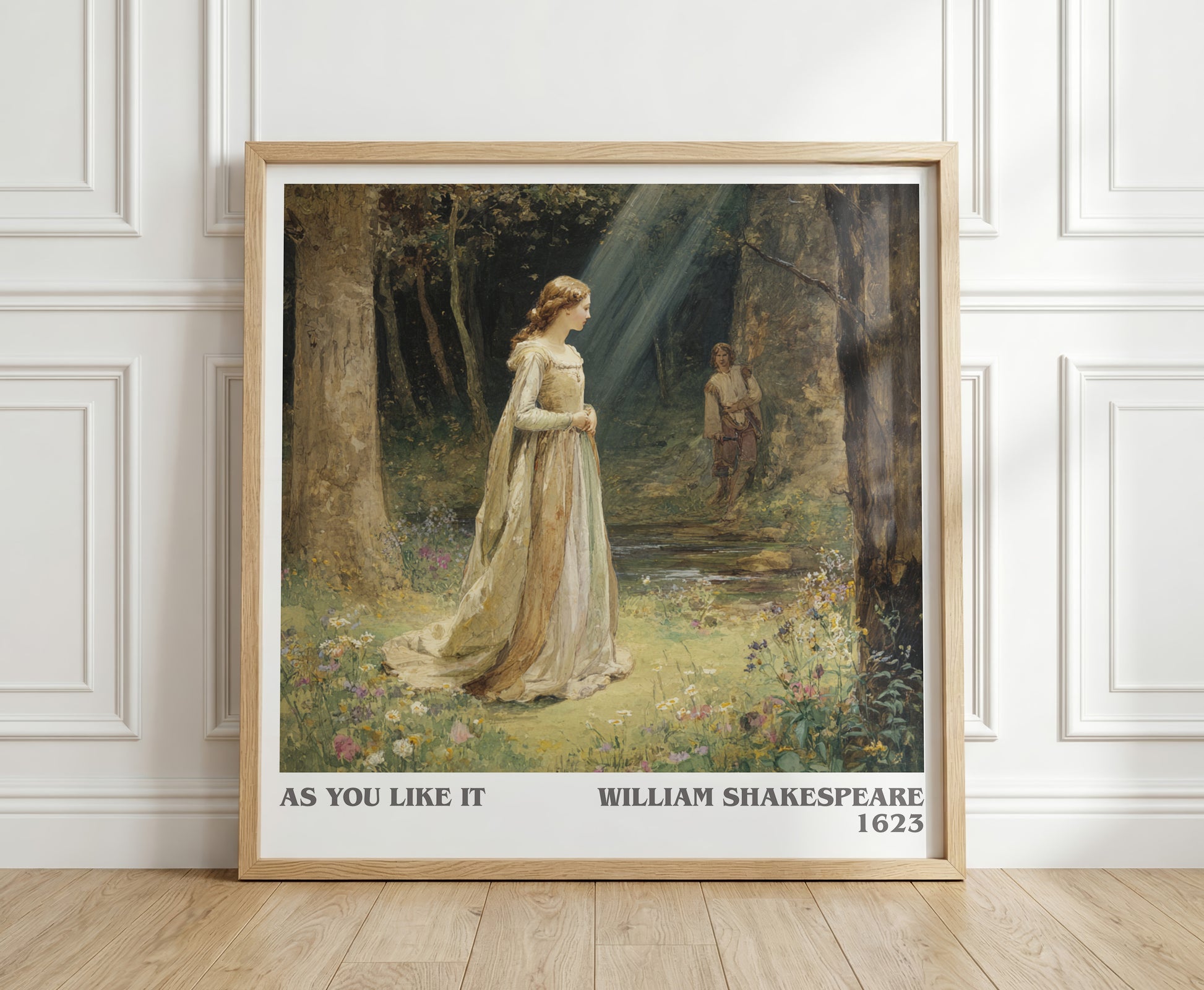 As You Like It literary print in frame leaning in hallway – thriller wall art