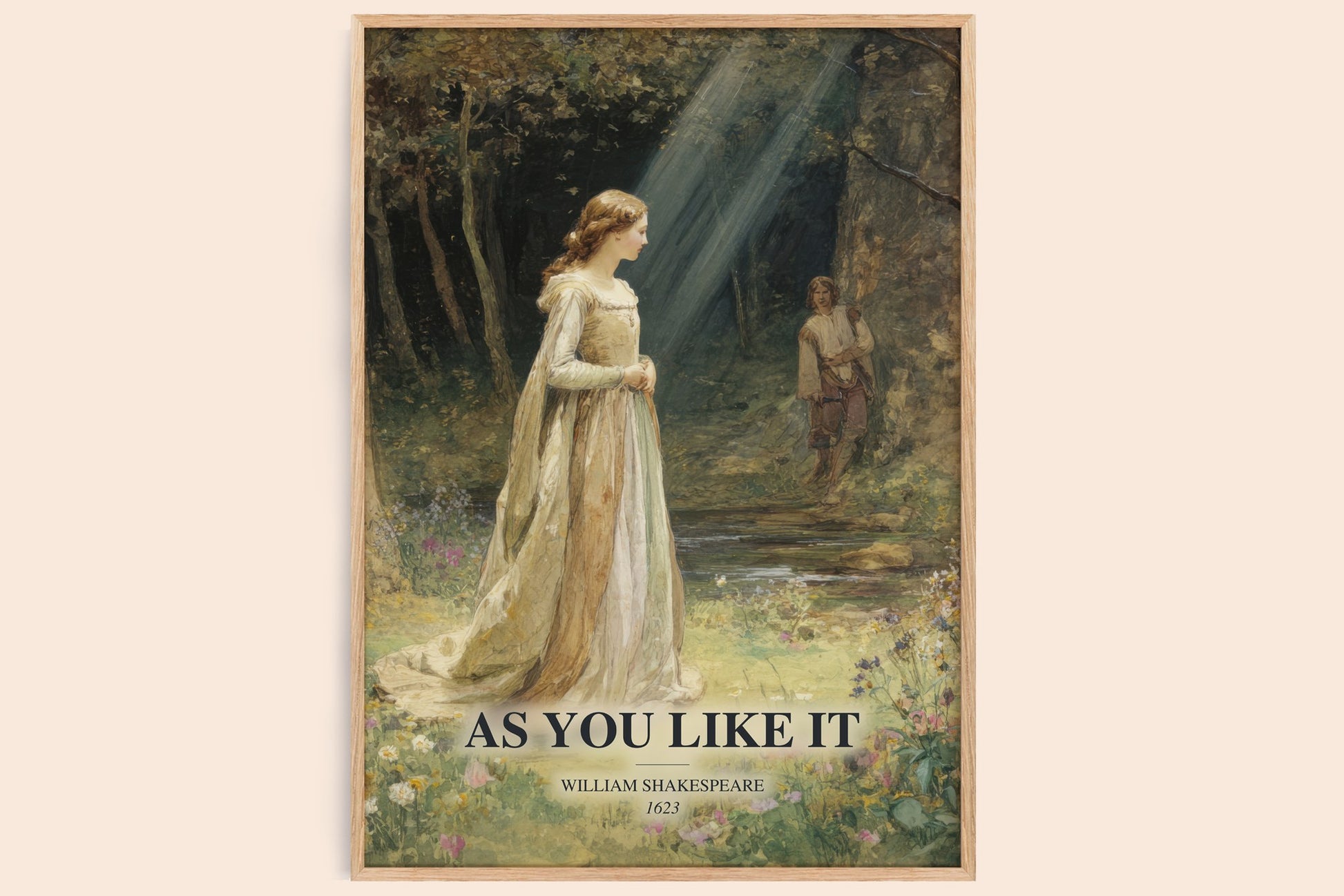 As You Like It watercolour book poster by William Shakespeare – framed literary art print