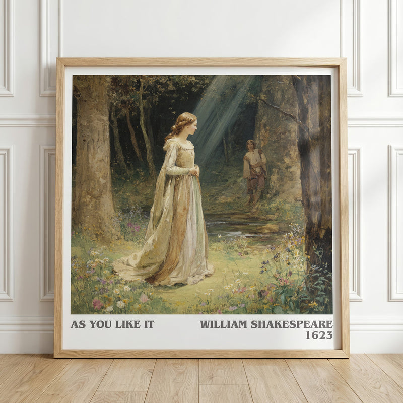 As You Like It literary print in frame leaning in hallway – thriller wall art