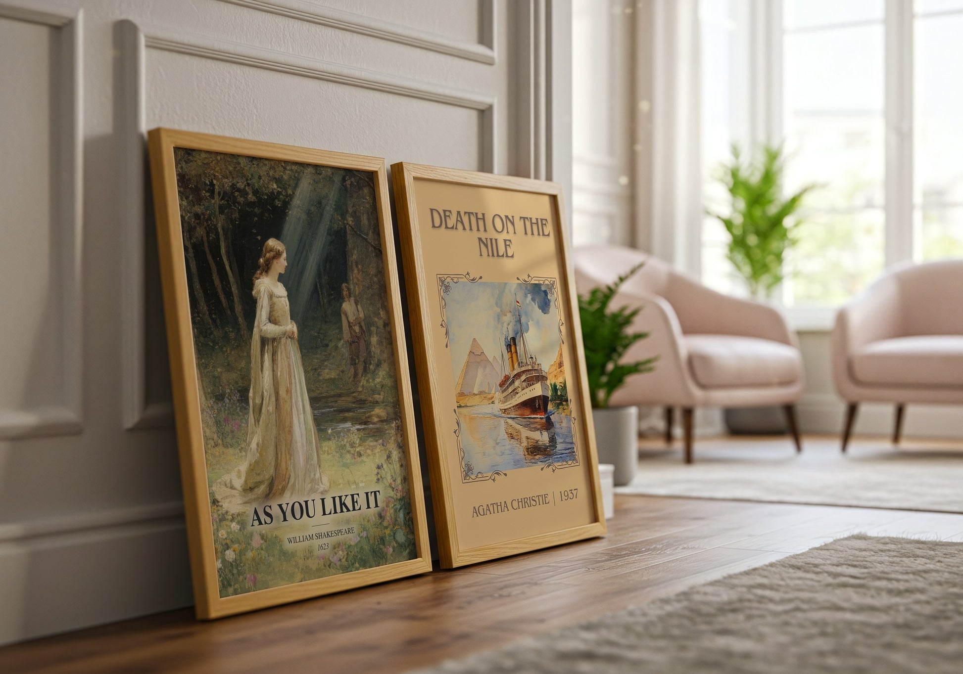 As You Like It watercolour print framed by window – literary home decor