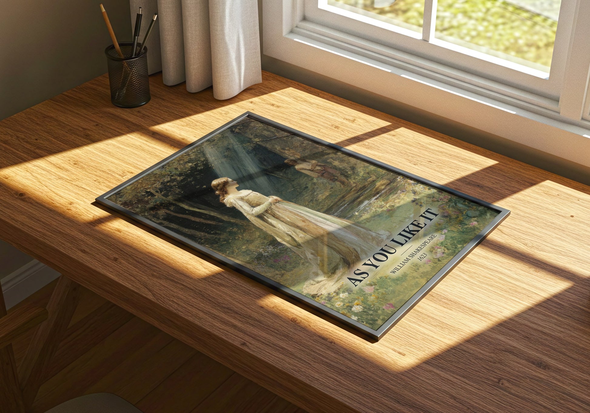 As You Like It watercolour book poster framed on wall – classic literature wall art
