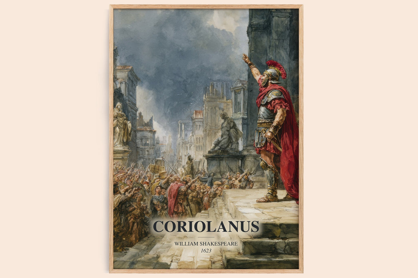 Coriolanus watercolour book poster by William Shakespeare – framed literary art print