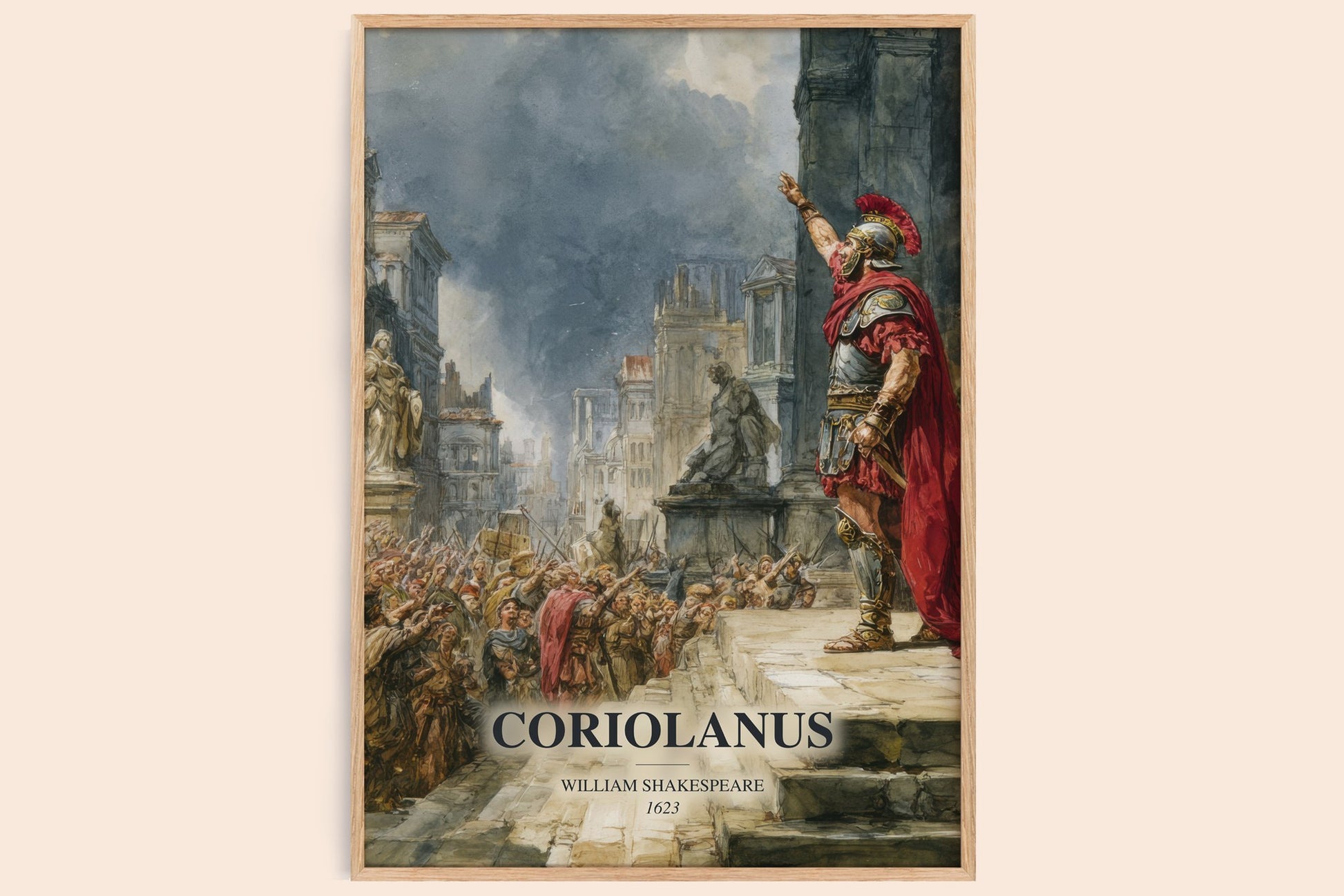Coriolanus watercolour book poster by William Shakespeare – framed literary art print